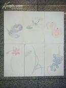 彩色套色 木版水印 齐白石 花卉笺纸 6种每种4张共24张