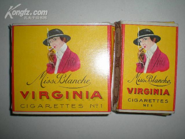 老香烟盒 彩色 布兰奇小姐牌 miss blanche烟盒一对（20支，10支装）