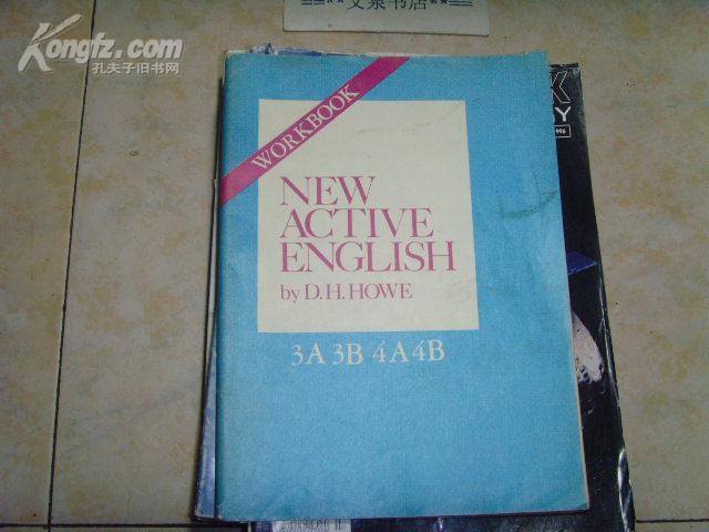 英文版《NEW AVTIVE ENGLISH-1，2，3，4AB，共2本》文泉英语类16开16-B15，7.5成新，封底下脚小残损
