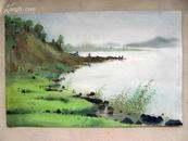 NO02八十年代水彩画《河边写生风景》韵味十足 富有美感和诗意
