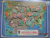 美国产美国地图拼图板