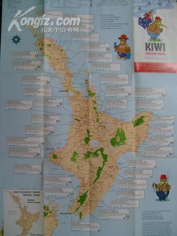 KIWI HOLIDAY PARKS新西兰南北岛旅游地图