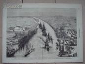 ZAL 版画+老画报，第二次鸦片战争，1861年“法国舰队在中国南方”雕版画1幅