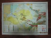 1980年苏联 一张彩色地形图 两开大小 中科院院士 郭文魁 签名藏
