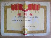 1966年奖状《命名书》