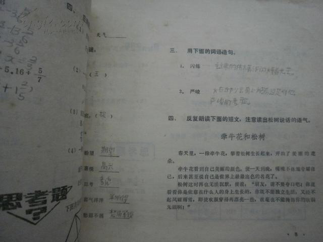 寒假作业 小学五年级  (82年2印)