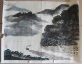 北京东方神州书画院院士、一级书画师薛永德“长江小景”彩墨山水画（品好）