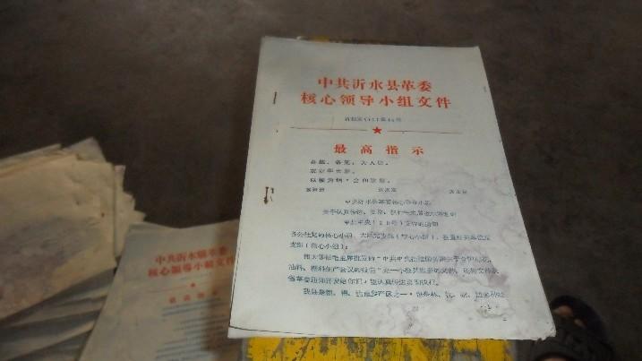 大**系列文件27  中共沂水县革委核心领导小组文件 1970年第44号【最高指示红头文件、多要优惠、印量100份】