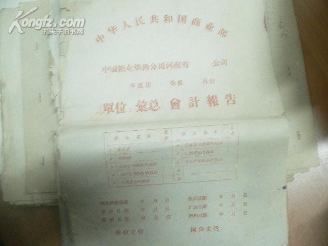 1975年河南省焦作市食品公司全年报表  （1-12月都有）