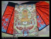唐卡【释迦牟尼佛与十八罗汉】，漂亮的织锦唐卡