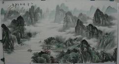 【55-2】雪松(中国书画艺术名家)《江雾春韵》长174宽94厘米 保证手工绘画  保真 品相如图