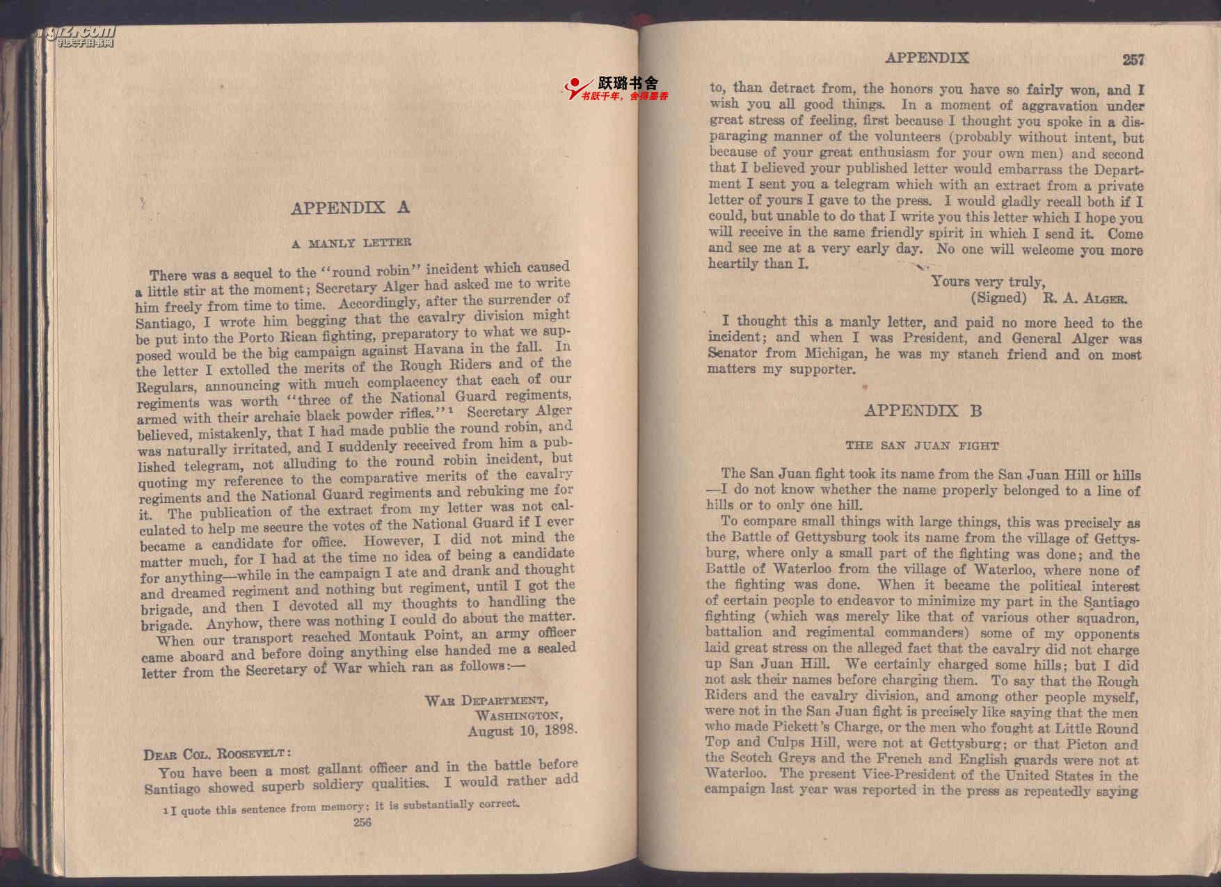 《THEODORE ROOSEVELT 》（西奥多・罗斯福自传/1913年美国纽约原版/红色布面精装/毛边珍藏版/近于全新）