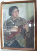 北方交通大学教授、一级美术师朱建昭1973年“少女”油画（保真）