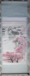 国画《江南春朝》（严良文原画） （装裱尺寸：185cm×67cm)〔内画尺寸：119cm×61cm]