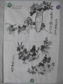 水墨花卉双蟹图 画一张 66*43厘米