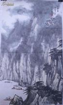 鲁迅美术学院教授  何滨山水画（68x39cm）
