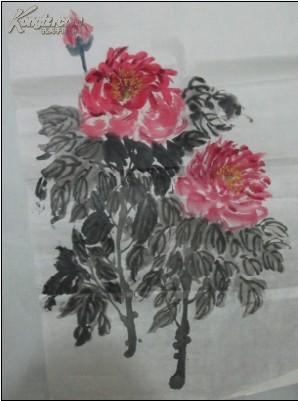 无款 《牡丹画》 一幅 尺寸：69X46cm【画功精美】(画于西子湖畔〕