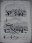 老上海，法国古董画报《L'univers illustre》，1859年，第二次鸦片战争，中国题材雕版画 2幅“上海港”、“清国士兵”等 Z005