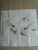 吕永福(墨痴大师)：画：虾趣图1（68*68）北京陶然画院副院长/中国画研究社研究员及燕南书画学会副会长(补图2)