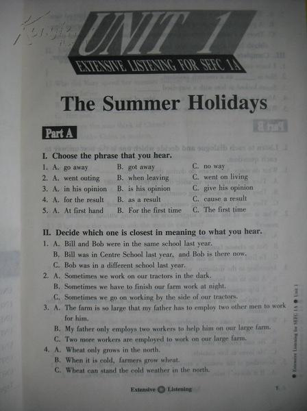 高中英语泛听，第一册上，高中英语课本  2001年第1版，高中英语听力