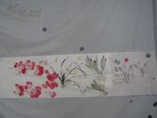 牡丹水仙 兰花   国画一幅   136*35厘米