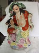景德镇老厂货雕塑瓷：粉彩和合二仙(聂桂香成型)
