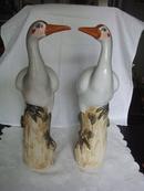 景德镇老厂货雕塑瓷：彩绘丹顶鹤一对