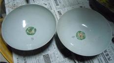 清朝时期的两只粉彩大茶碗 包老 完整