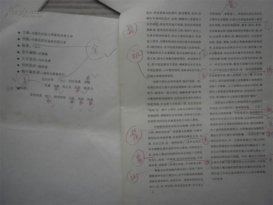 上海人民美术出版社书籍目录前言样稿【西藏艺术 民间工艺卷】任满鑫签名校改