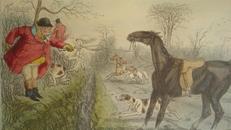 1843年 Surtees_ Handley Cross瑟蒂斯乡间风情小说名著《汉德利岔道》布面烫金 大量木刻插图 17张手工上色钢版画