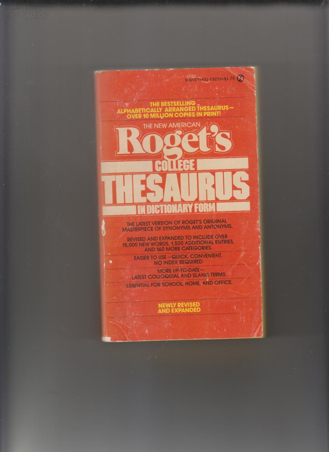 《ROGETS COLLEGE THESAURUS》原版书，572页，厚约30毫米，重约300克，85品