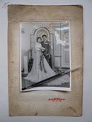 老照片：七、八十年代婚纱结婚摄影照片1张（14.7*10.8厘米）