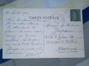 1919年 法国实寄Panorama de SAUSSET-les PINS 苏塞针风景明信片 一张 [15c邮票一张 邮戳2枚