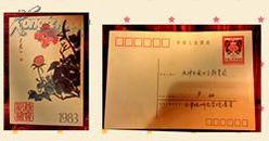 1983年杭人唐云画花卉  明信片  4分面值（包邮挂）