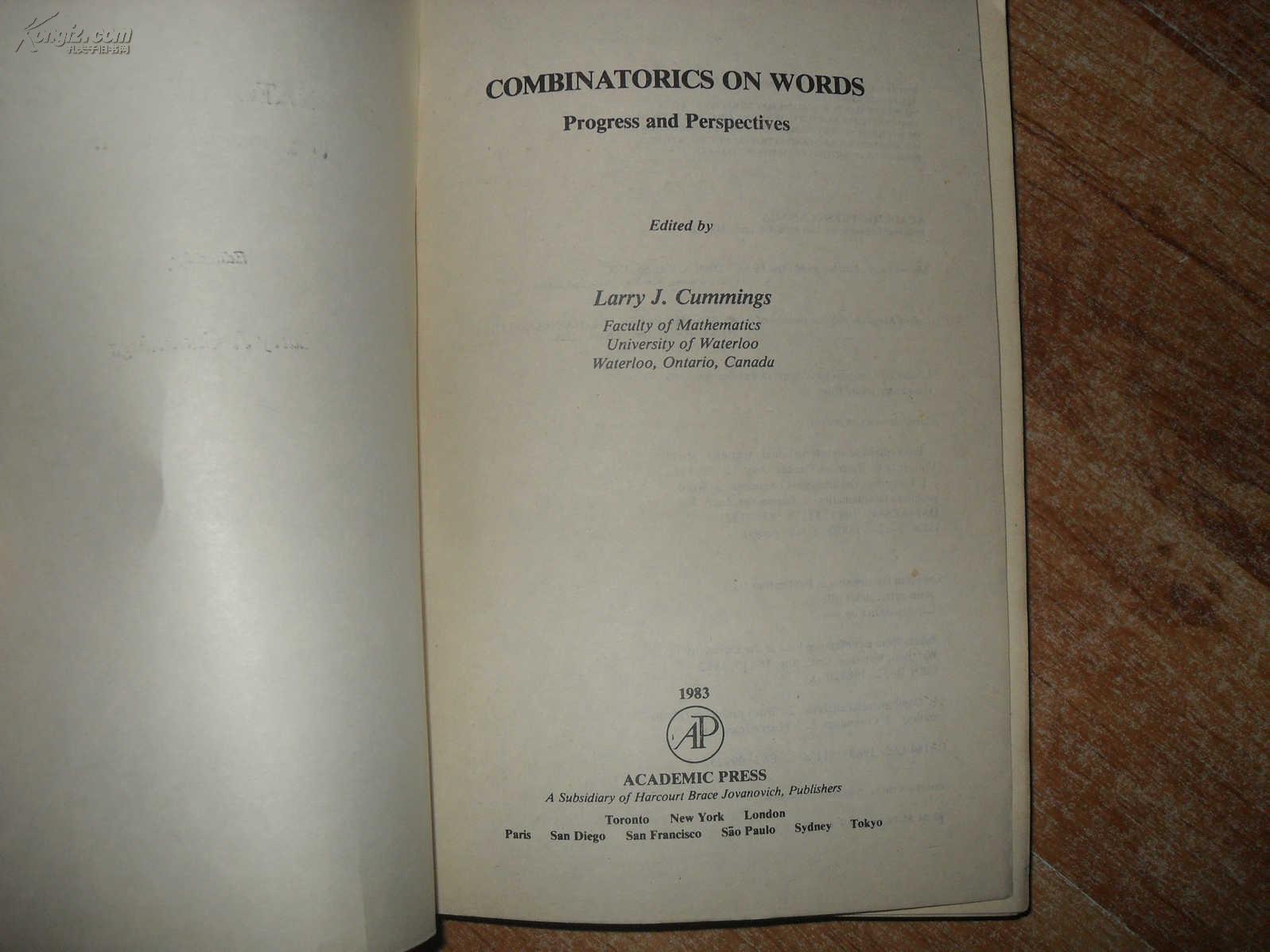 COMBINATORICS ON WORDS Progress and Perspectives/字的组合《进展与展望》【小16开英文版】 B22