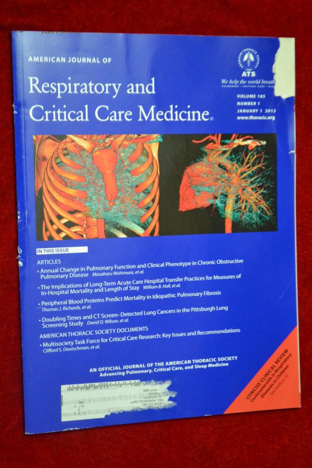 American Journal of Respiratory and Critical Care Medicine 美国呼吸道与危重护理医学杂志  VOL.185 NUM.1 2012/01/1