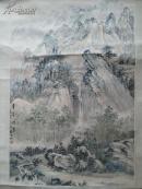 1939年曾任北京大学国画导师徐北汀“群峰晴翠”山水人物画（精品）