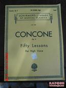 老乐谱 schirmer' s library of musical classics voi.1468 concone op.9 fifty lessons for high voice