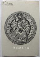 藏书票澳大利亚早期雕刻钢版画贵族纹章与鸵鸟