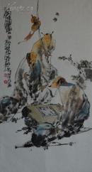 （名家字画），：李博宇，著名画家，人物写意，《对弈图...》...尺寸，68cm*138cm