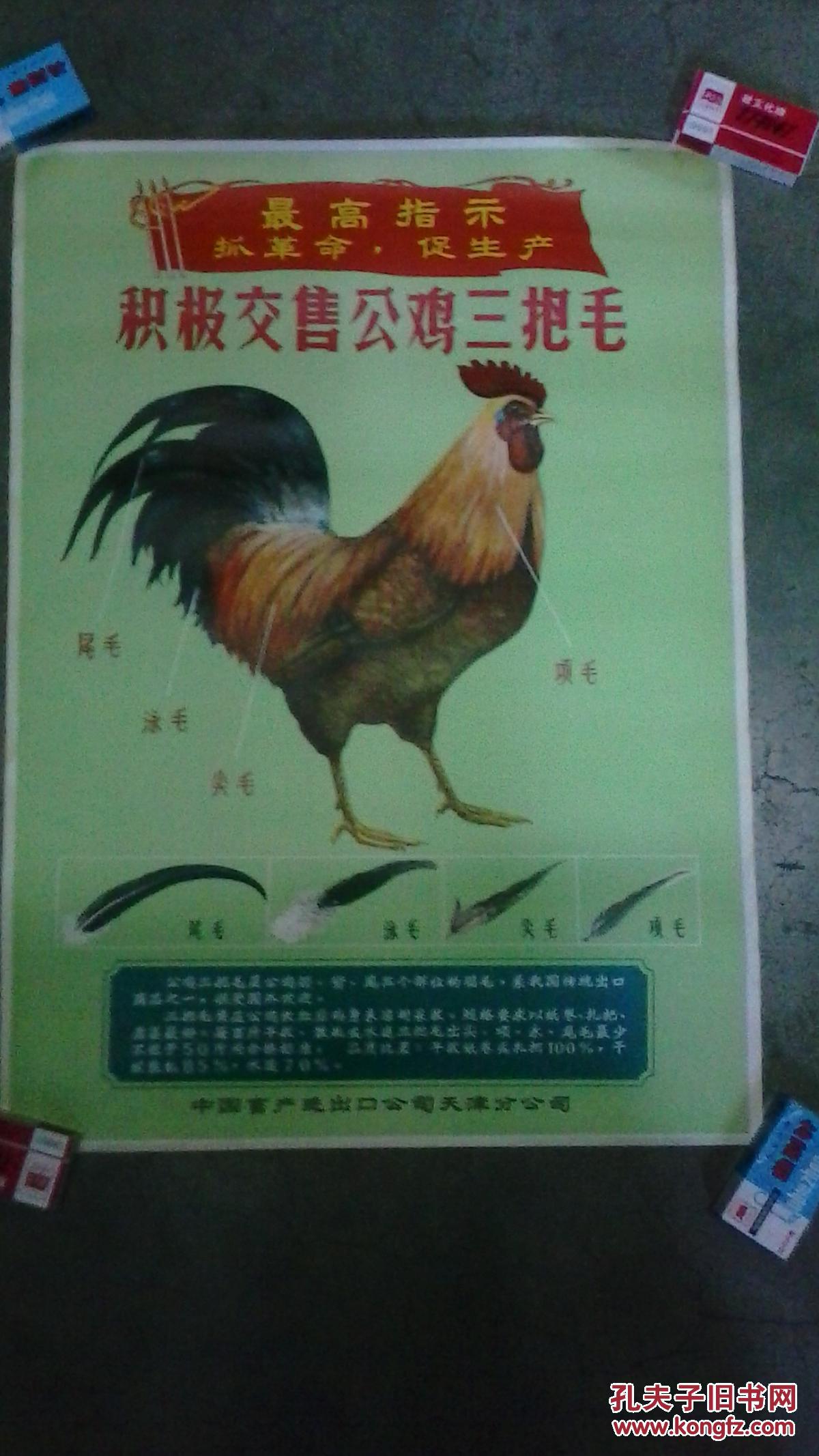 积极交售公鸡三把毛 （带最高指示 孔网唯一）
