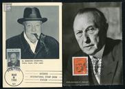 1968年英国丘吉尔、德国阿登纳极限片   2枚    九五品