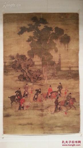 4700   可能是绢本 高清印刷五代后梁画家赵岩的《八达游春图》古画    几乎可以乱真！