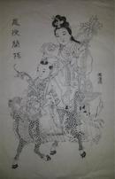 画店80年代存样线稿*木刻木版年画版画*恩授兰孙*