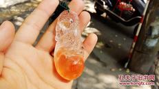 *珍品*终身保真*纯天然红兔毛水晶极品大器66克大器吉祥鹦鹉手把件（吊坠）*珍贵稀有兔毛水晶*全白晶体聚宝精雕*美艳动人*珍品精工*独一无二*市价不菲*折价随缘拍