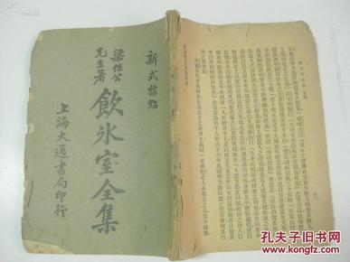 民国原版 饮冰室全集 卷3-4册 梁启超著 大通书局 大32开平装 品差版缺封底