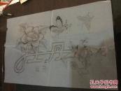 油印刻纸商标原稿  牡丹