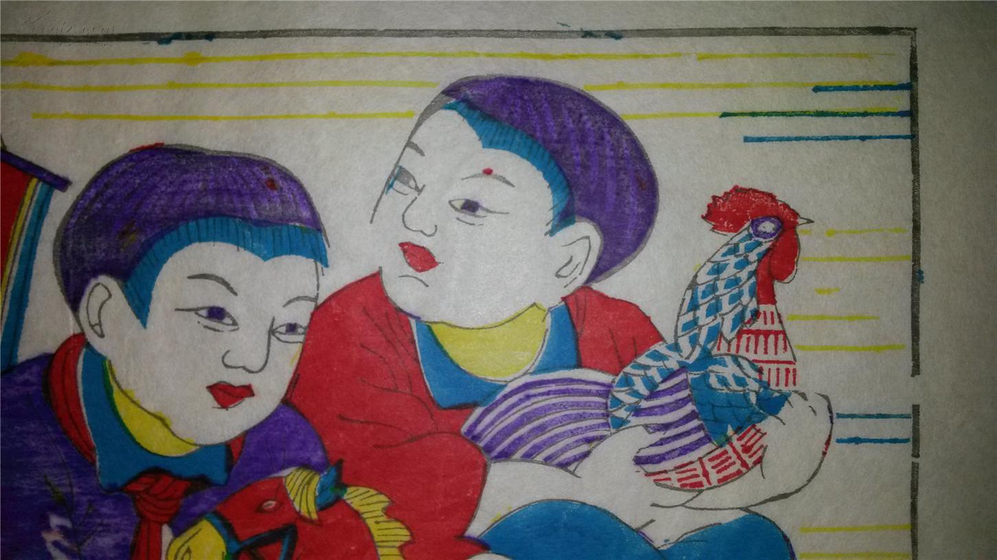 杨家埠木版年画版画大全之150*改革题材六畜繁殖