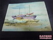 （开平）余国宏50年代水彩画：渔船（1957-9-15）