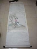 著名旅美畫(huà)家：盧東升畫(huà)軸（鏡心65*45CM）：人在天涯蕭在手，一曲悠情寄相思。